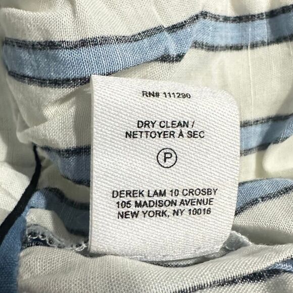 Derek Lam 10 Crosby Shirt Dress Women's 6‎ White Blue  Striped Tie Waist Mini - Picture 9 of 15